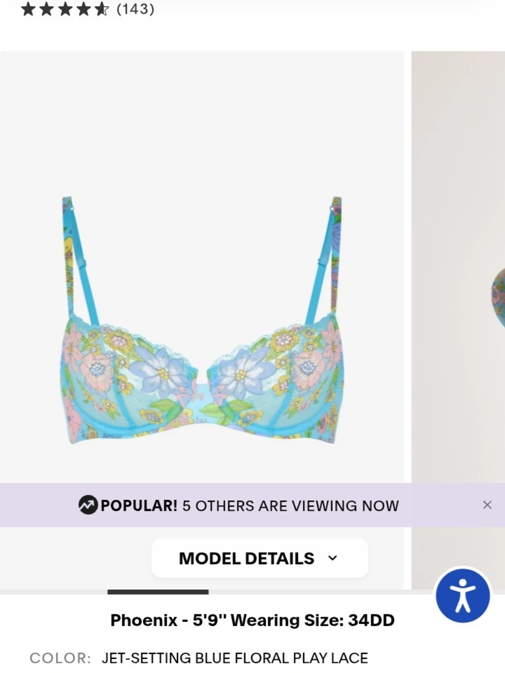 Fenty Jet-Setting Blue Floral Lace Bra - Women's Intimates